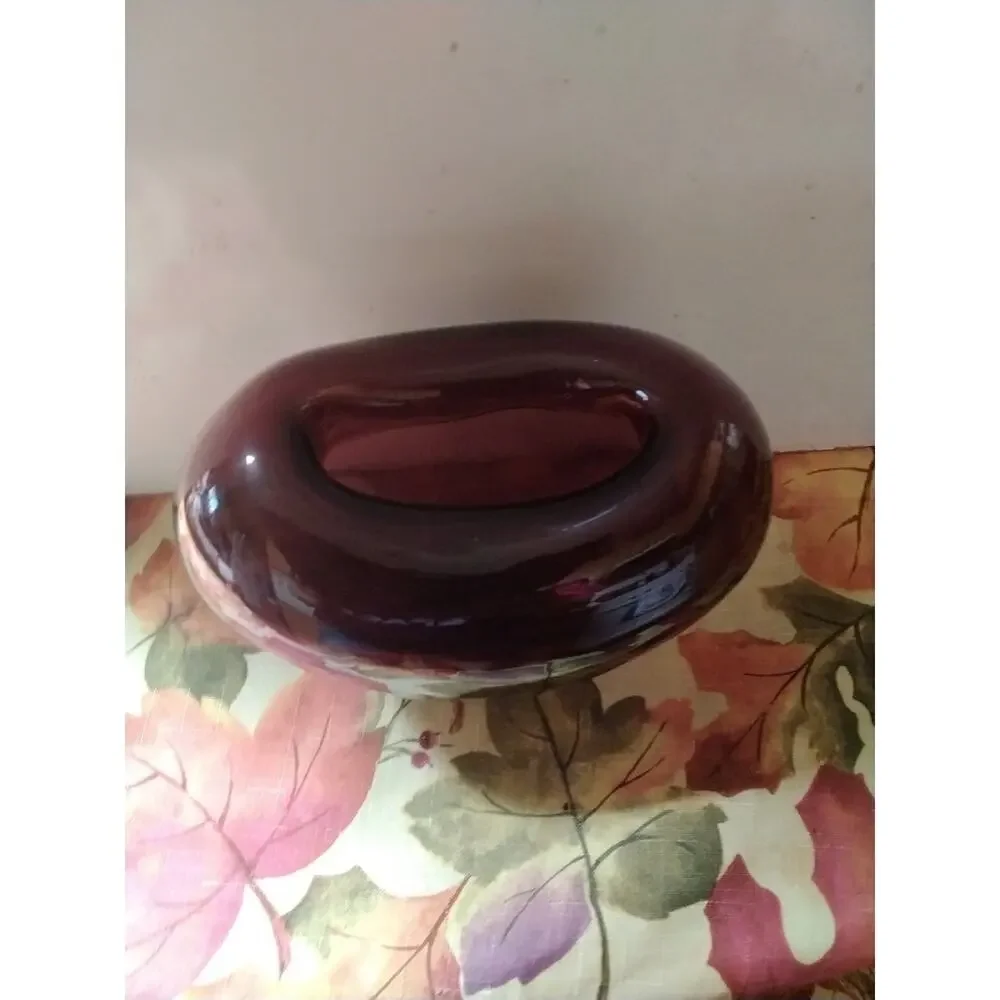 Amethyst Purple Heart Vase Art Glass by Deru Design International